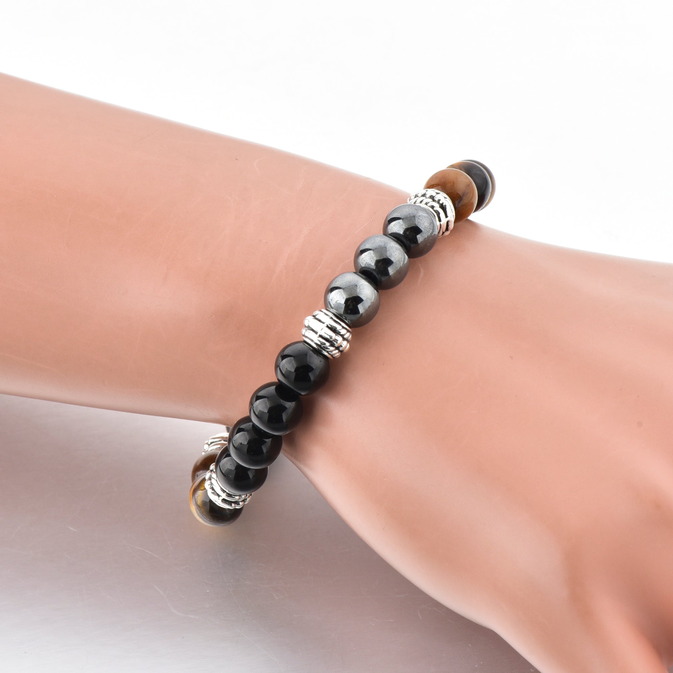 Men Magnetic Black & Brown Hematite- Bracelet