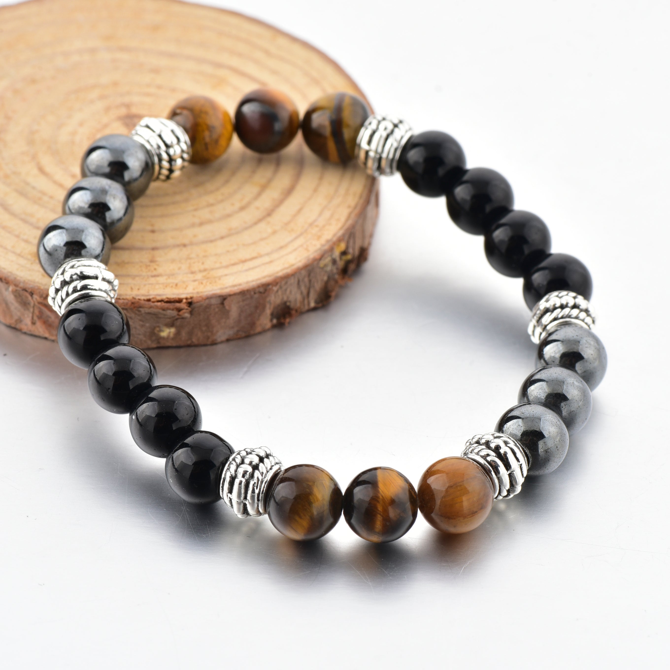 Men Magnetic Black & Brown Hematite- Bracelet