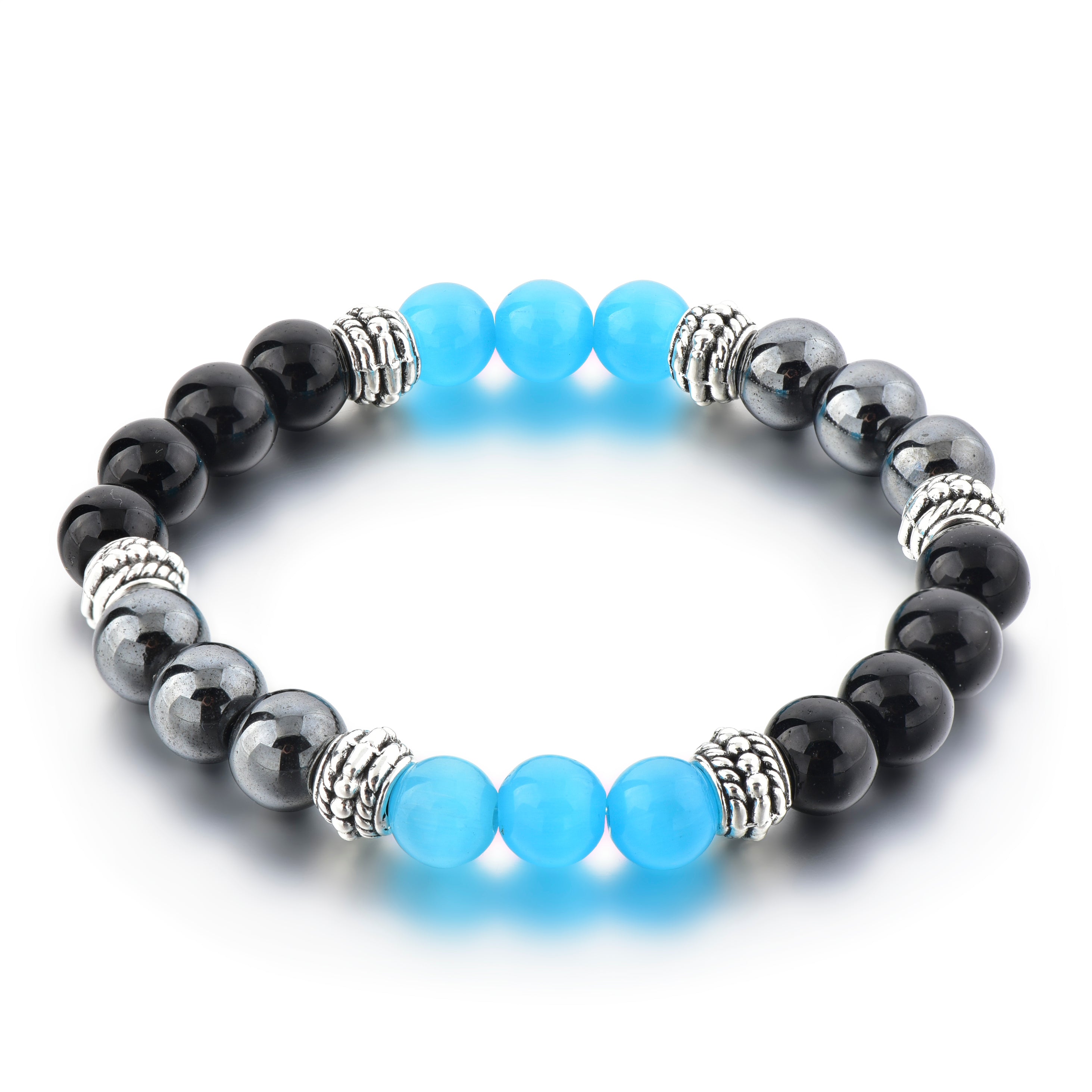 Women Magnetic Black & Blue Hematite- Bracelet