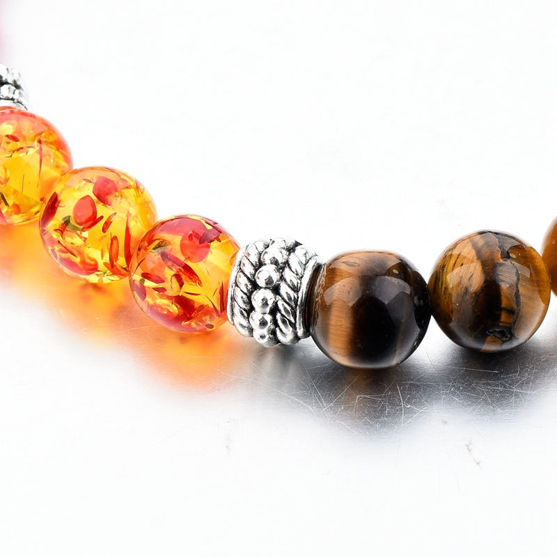 Natural stone, tiger eye, amber-Bracelet