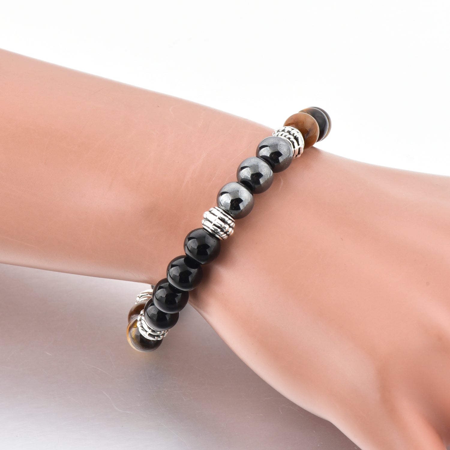 Men Magnetic Black &amp; Brown  Hematite- Bracelet