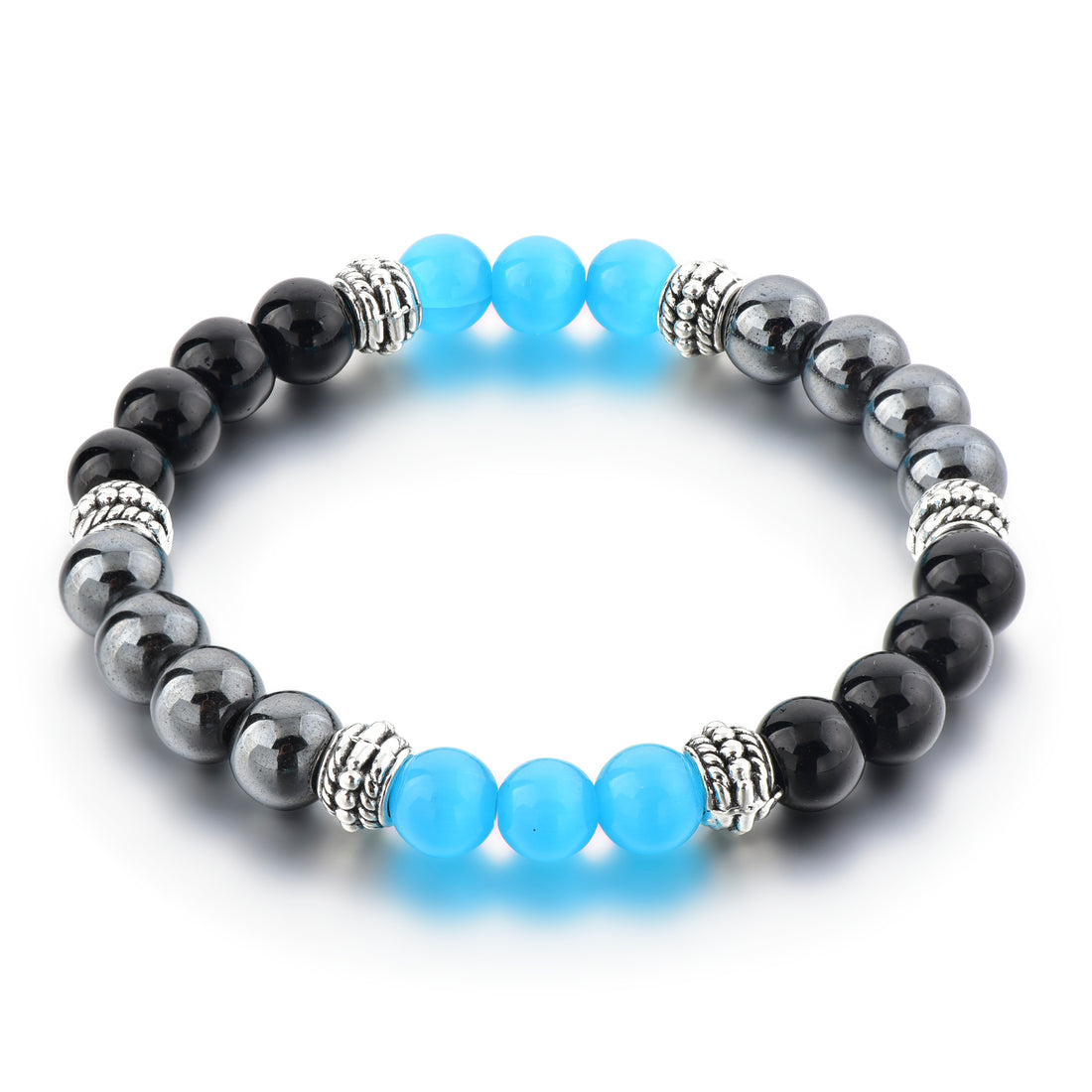 Men Magnetic Black Blue Hematite-Bracelet