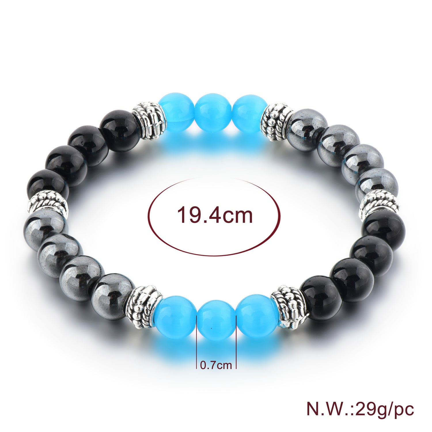 Men Magnetic Black Blue Hematite-Bracelet