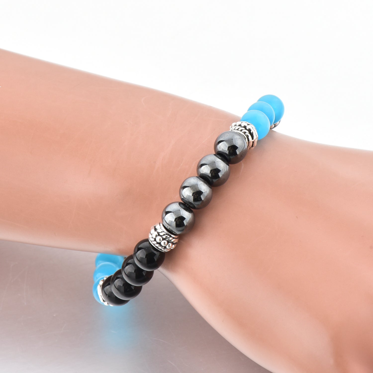 Men Magnetic Black Blue Hematite-Bracelet