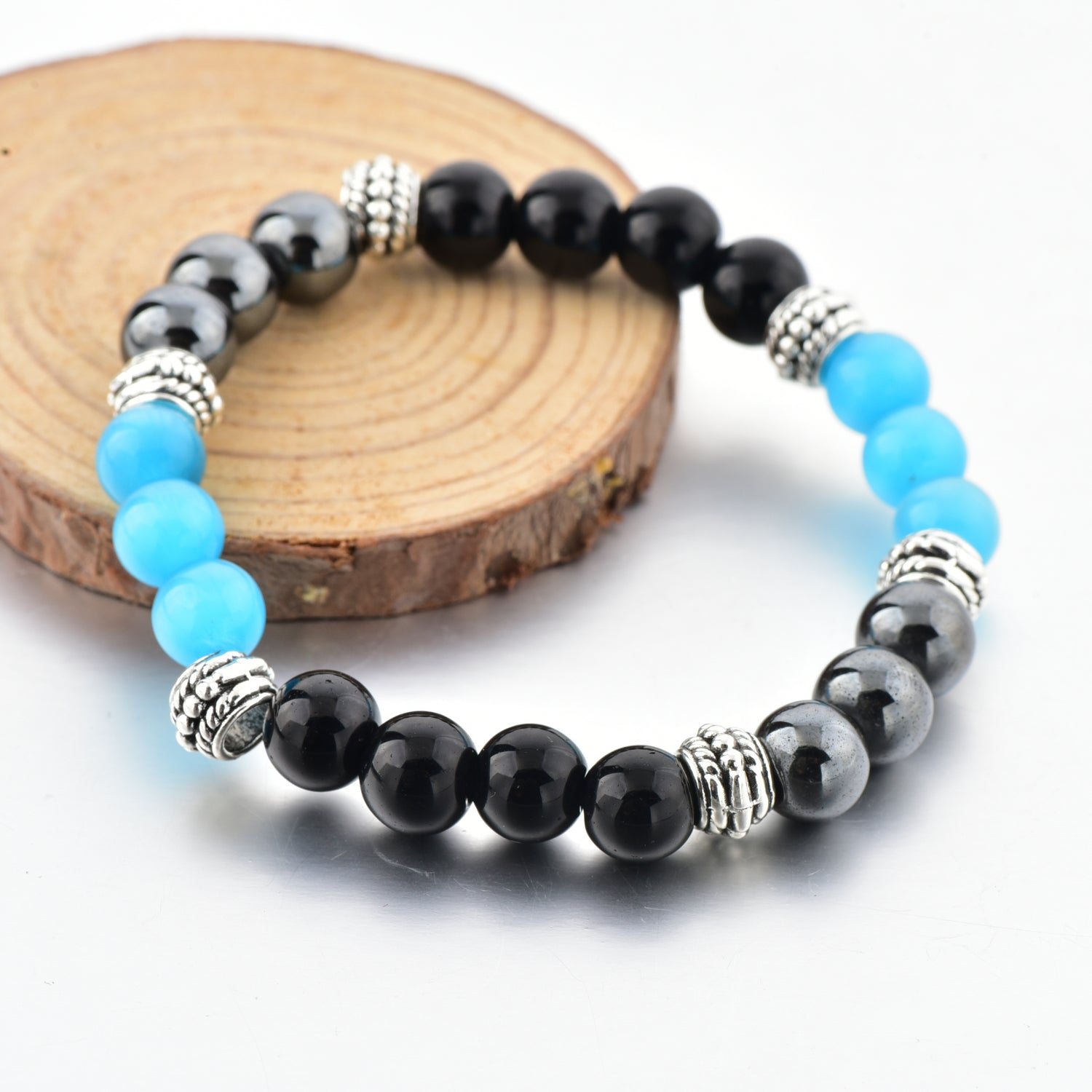 Women Magnetic Black &amp; Blue Hematite- Bracelet