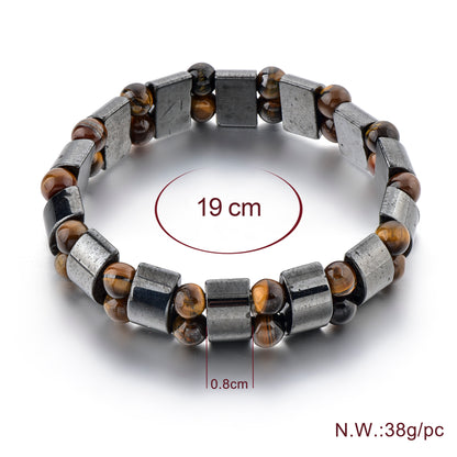 Men Black Hematite- Tiger Eye Stone Bracelet